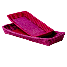 Set of 2 Raffia Bread Baskets Fuchsia & Purple by Rice DK